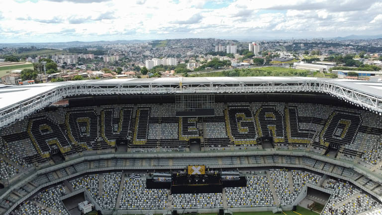 A foto mostra parte da Arena-MRV, o estádio do Atlético-MG, que precisa da aprovação de projeto de lei para ser inaugurado.