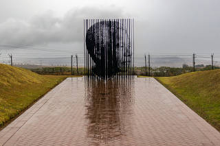 A Mandela sculpture in Howick, KwaZulu-Natal, at the site where Mandela was captured by the apartheid government in 1962. (Gulshan Khan/The New York Times)