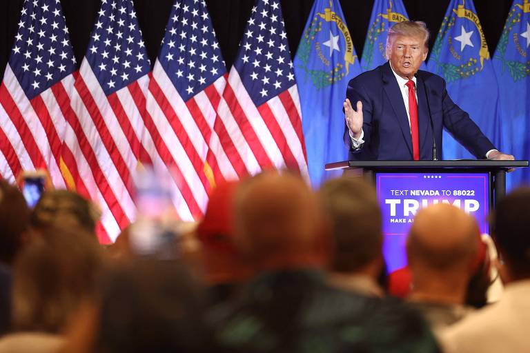 O ex-presidente Donald Trump durante evento do Partido Republicano em Nevada, nos EUA
