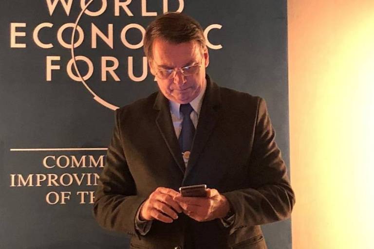 Jair Bolsonaro no Fórum de Davos, em janeiro