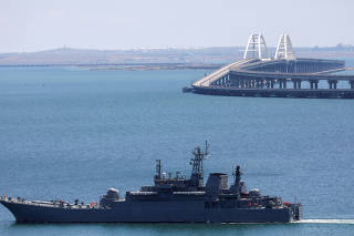 FILE PHOTO: Crimea bridge damaged following alleged attack