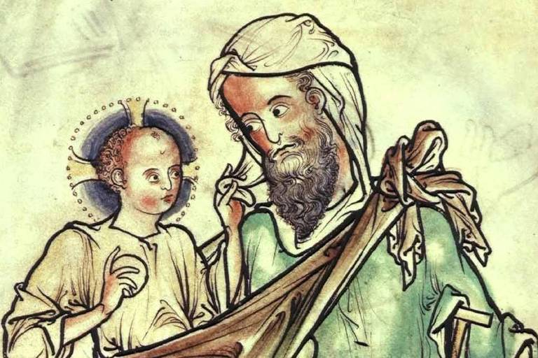 São Cristóvão em ilustração do século 12, de autor desconhecido