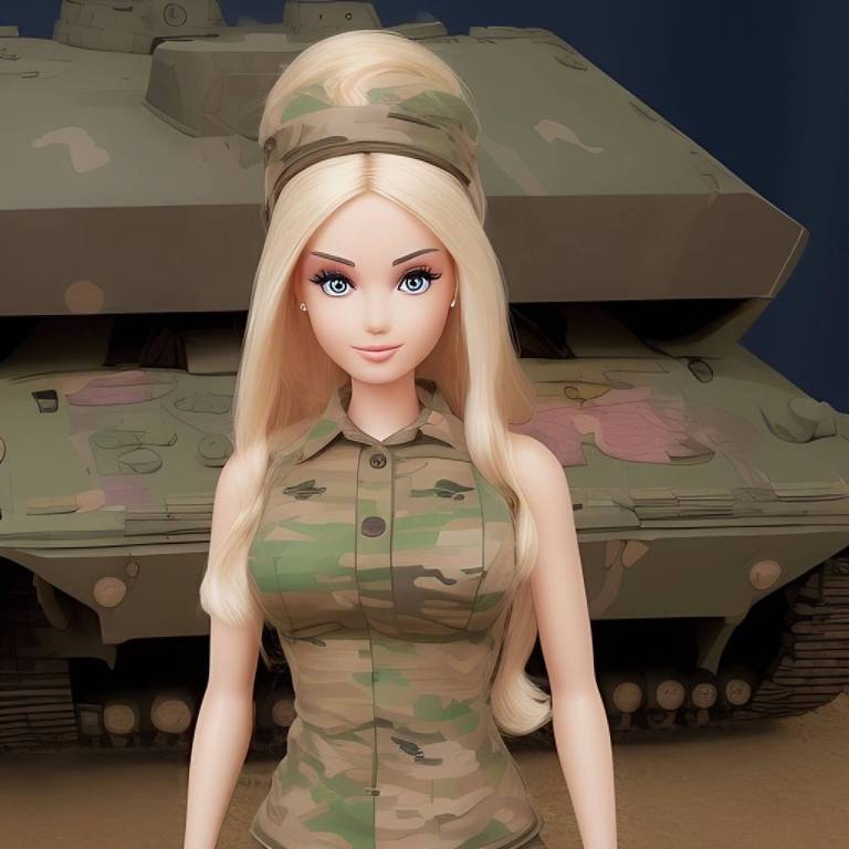 Barbie uniformizada, imagem divulgada pelo governo da Ucrânia em sua conta no Twitter