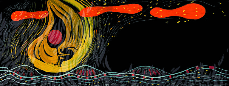 Veja ilustrações de 'Fogo, Gente!', do autor indígena Cristino Wapichana 
