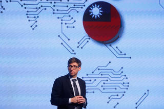 Chris Miller, the author of Chip War: The Fight for the World's Most Critical Technology, speaks on stage during an event in Taipei