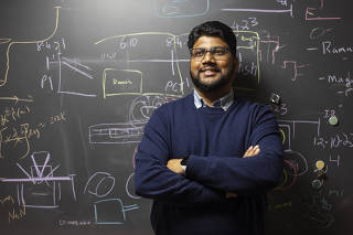 Ranga P. Dias, a professor of mechanical engineering and physics at the University of Rochester, in Rochester, N.Y., March 2, 2022.  (Lauren Petracca/The New York Times)