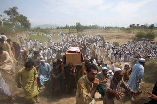 People attend funeral of the blast victims in Bajaur