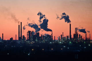 FILE PHOTO: A view shows a local oil refinery in Omsk