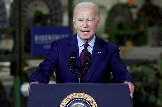 FILE PHOTO: U.S. President Joe Biden delivers remarks on the economy at Auburn Manufacturing, in Auburn