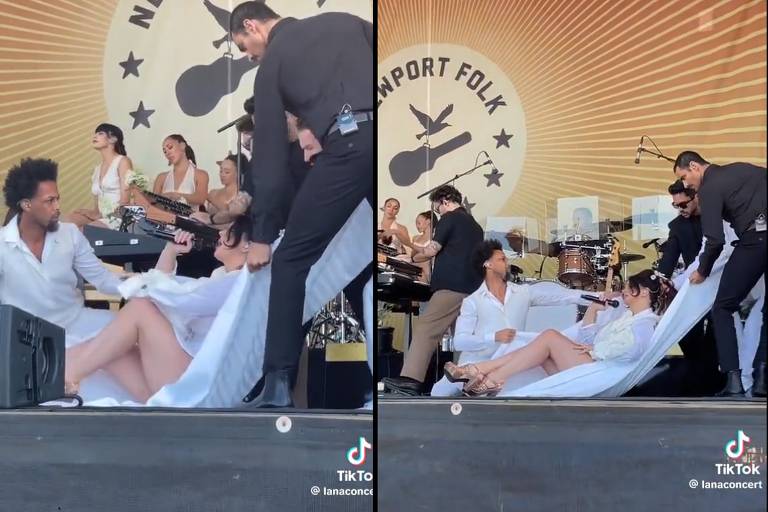 Lana Del Rey viraliza ao encerrar show deitada e sendo arrastada por assistentes; veja vídeo