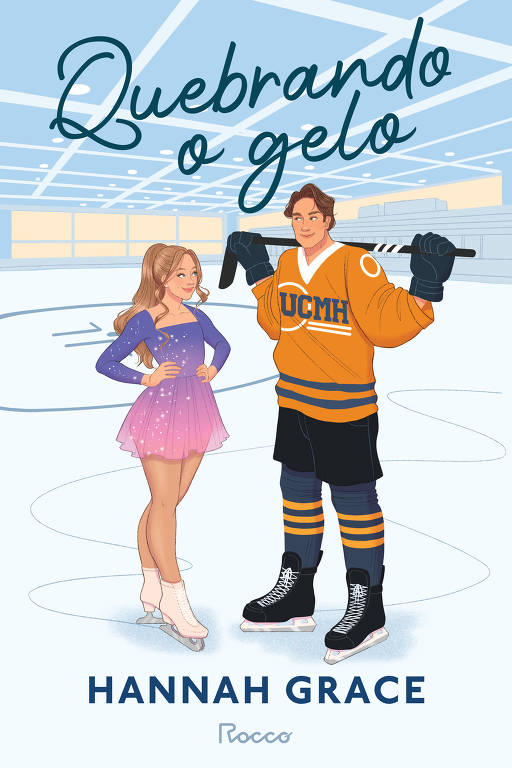 Capa do livro 'Quebrando o Gelo', de Hannah Grace, com ilustração de Leni Kauffman