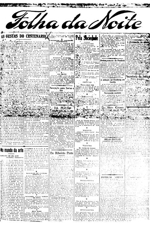 Primeira Página da Folha da Noite de 5 de setembro de 1923