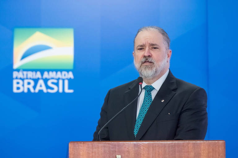 O procurador-geral da República, Augusto Aras, em evento no Palácio do Planalto, em Brasília