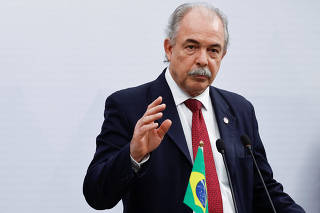Aloizio Mercadante speaks during a news conference, at the Brazilian Embassy in Beijing