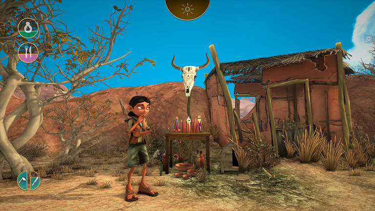 Imagem do jogo "Arida: Backland's Awakening", do estúdio brasileiro Aoca Game Lab
