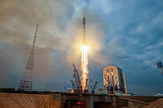 FILE PHOTO: Rocket booster with Luna-25 lunar lander blasts off at Vostochny Cosmodrome