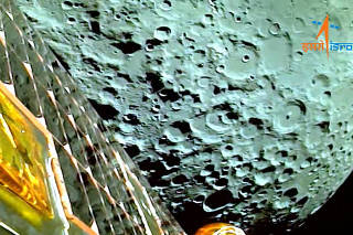 A view of the moon, observed by the Chandrayaan-3 lander during Lunar Orbit Insertion