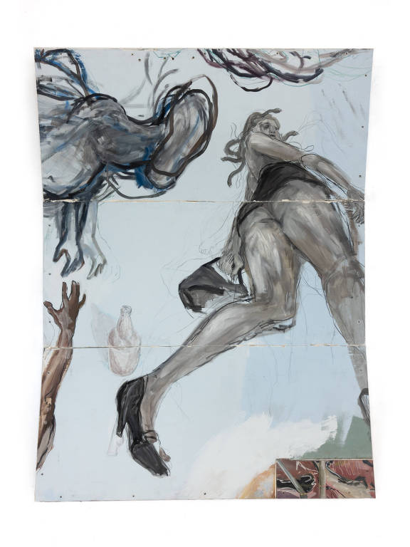 Pintura da série "Afrescos em Drywall", de Edu de Barros e Raoni Azevedo