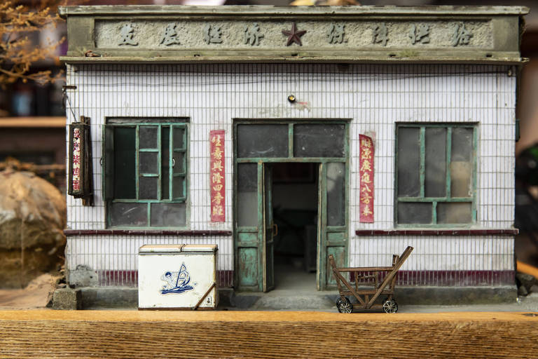 Casa em miniatura na oficina do artista Shen Peng, em Baoding, na China