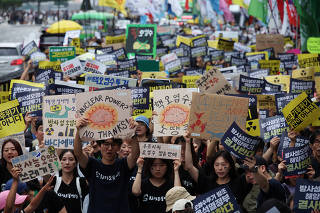 South Korean activists protest against Fukushima water discharge