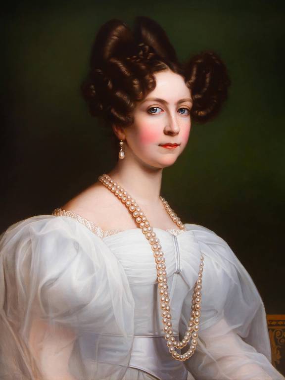Óleo sobre tela da imperatriz Amélia de Leuchtenberg (1812-1873), feito por Joseph Stieler em 1829