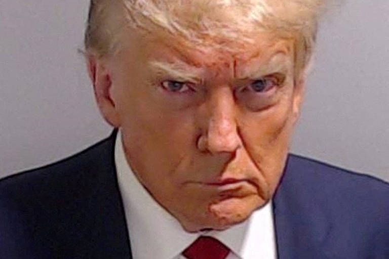 Former U.S. President Donald Trump is shown in a police booking mugshot