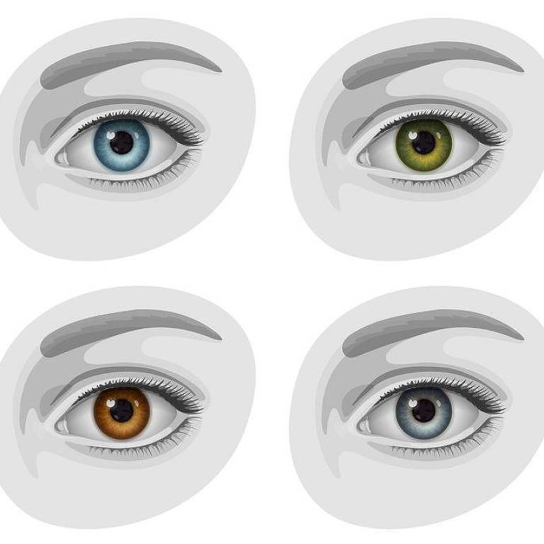 Ilustração de olhos azuis, castanhos, verdes e acinzentados