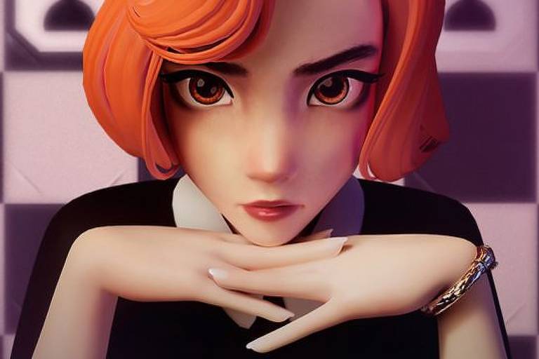 A personagem principal de 'O gambito da Rainha' em versão 'game'