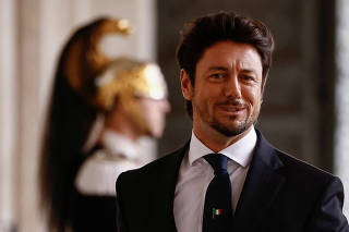 Italy's newly appointed PM Meloni's partner Andrea Giambruno attends a swearing-in ceremony at the Quirinale Palace, in Rome
