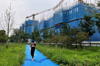 FILE PHOTO: Construction site of residential buildings by Chinese developer Country Garden in Beijing