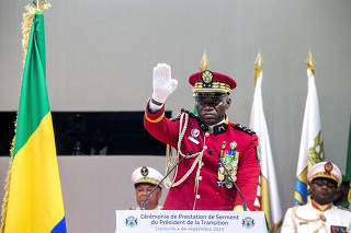 Gabon coup leader General Brice Oligui Nguema is sworn in as interim president in Libreville
