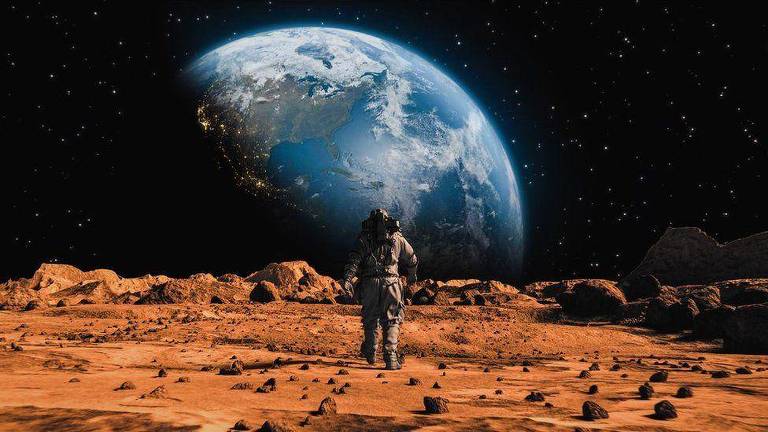 Astronauta em Marte - ilustração