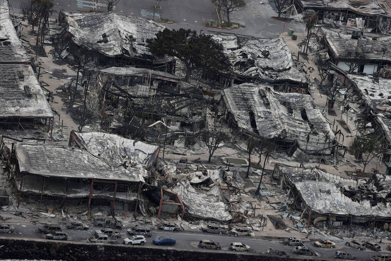 Imagem área da destruição causada pelos incêndios