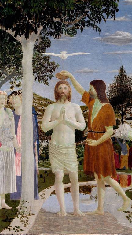 Obra de Piero della Francesca, século 15, retratando o batismo de Jesus