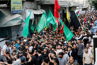 Funeral of Milad Munther Al-Ra'i, a Palestinian teen who was killed in clashes with Israeli troops, in Al-Arroub refugee camp, in the Israeli-occupied West Bank