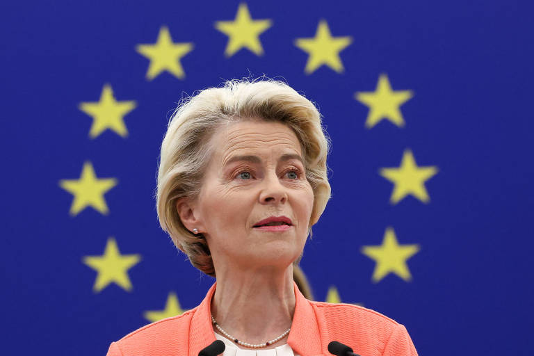 Ursula von der Leyen discursa em evento da União Europeia, na França