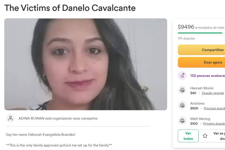 Fundação nos EUA faz vaquinha para ajudar filhos de mulher morta por Danilo Cavalcante