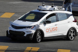 FILE PHOTO: A self-driving GM Bolt EV is seen during a media event where Cruise, GM's autonomous car unit, showed off its self-driving cars in San Francisco
