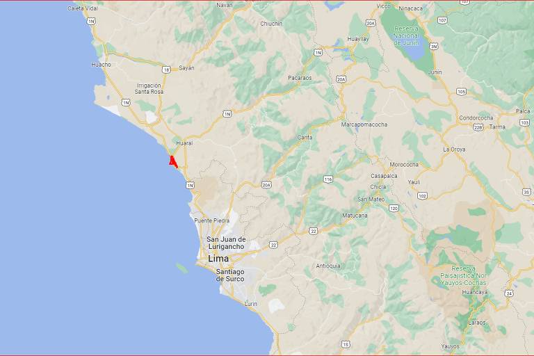 Localização do porto de Chancay, em vermelho