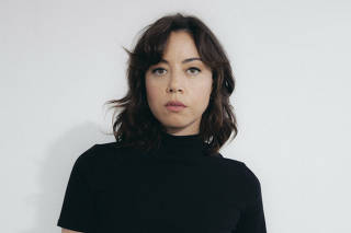 Aubrey Plaza, who stars with Christopher Abbott in an upcoming Off Broadway revival of ?Danny and the Deep Blue Sea,? photographed in Los Angeles on Aug. 24, 2023. (Chantal Anderson/The New York Times)
