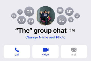 A screen grab of one group chat name: ?The? group chat. (RJ McLaughlin via The New York Times)