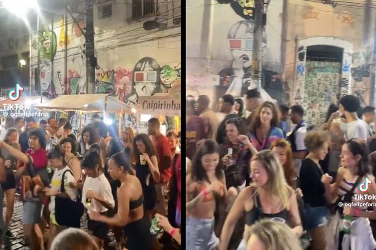 Jovens dançam Taylor Swift nas proximidades Pedra do Sal, monumento no centro do Rio de Janeiro
