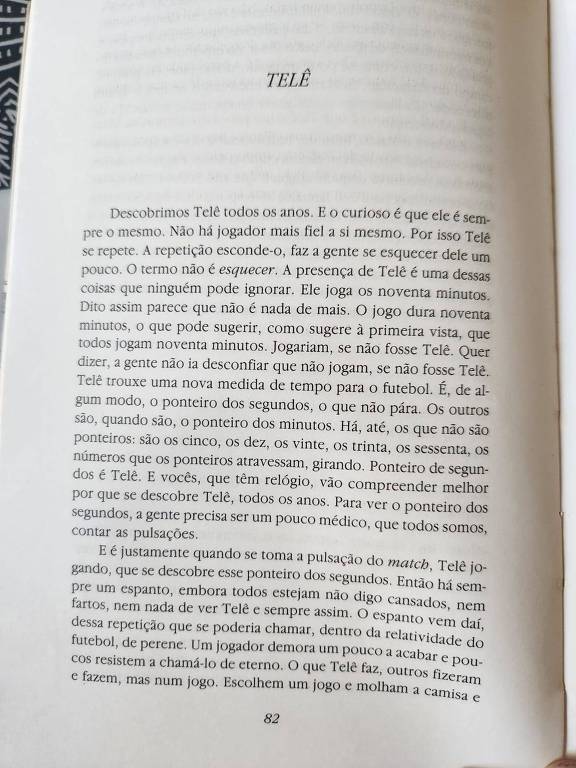 Trecho da crônica 'Telê', que está no livro 'O Sapo de Ararubinha', de Mario Filho