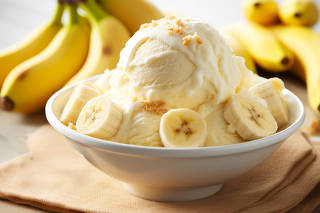 Bowl of banana ice cream