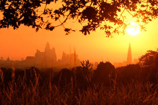 Sunrise above London skyline as second heatwave is predicted for parts of the country, in London