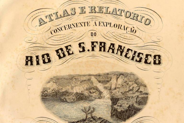 Capa onde se lê "atlas e relatorio concernente a exploração do rio de S. Francisco, desde a cachoeira da Pirapóra até o oceano Atlantico"