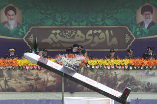 Iranian President Ebrahim Raisi during the annual military parade in Tehran