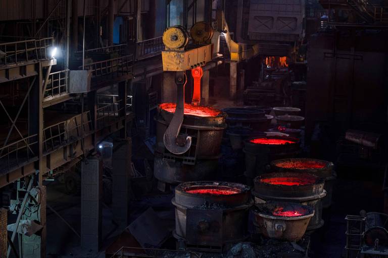 Produção de aço em Huaian, na China