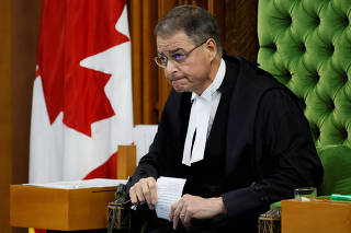 Speaker of the House of Commons Anthony Rota speaks during Question Period on Parliament Hill in Ottawa
