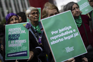 Ato pela descriminalização e legalização do aborto na Avenida Paulista, em São Paulo